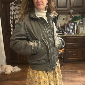 Vintage Sz 38 DOD Green Zip Front Quilted Bomber Jacket GVC